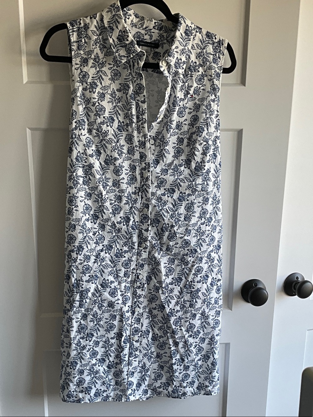 Tommy Hilfiger Linen Blend Dress with Navy Floral Print